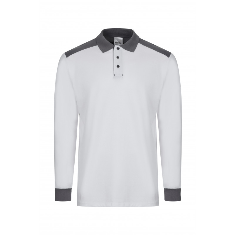 Polo stretch bi-colore à manches longues 105529S